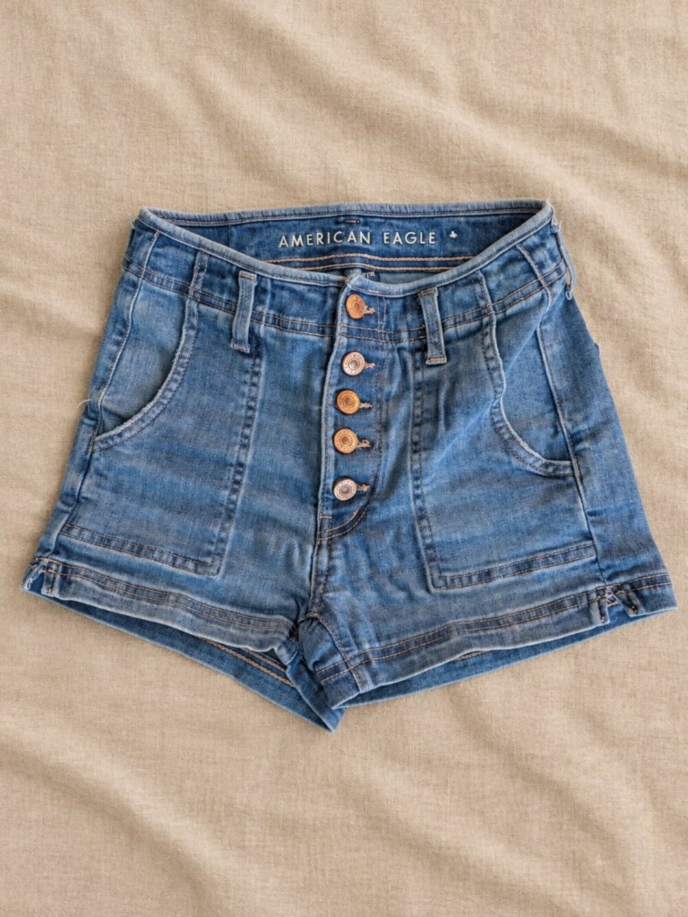 American Eagle High-Waisted Button Fly Denim Shorts